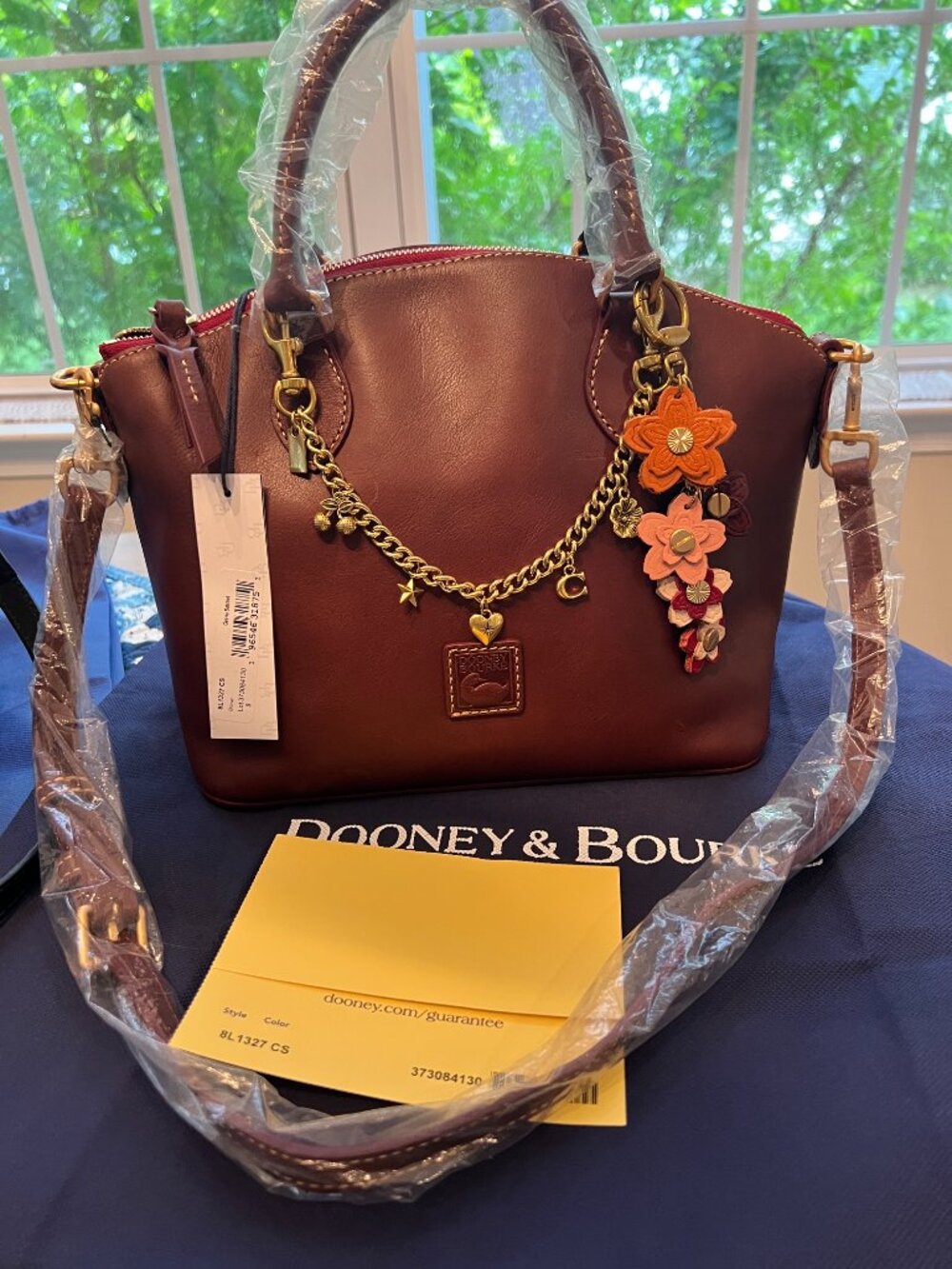 NWT Dooney & Bourke Florentine Chestnut Geena Satchel - Picture 3 of 6